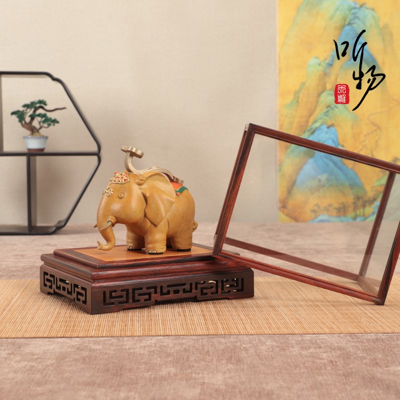 红酸枝防尘玻璃罩子摆件瓷器宝笼花瓶玉石工艺品佛像透明展示宝龙