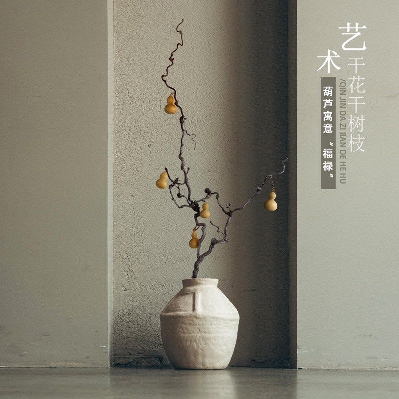 禅意干枝花束家居摆设真花客厅落地插花树枝树干装饰艺术龙枣干支