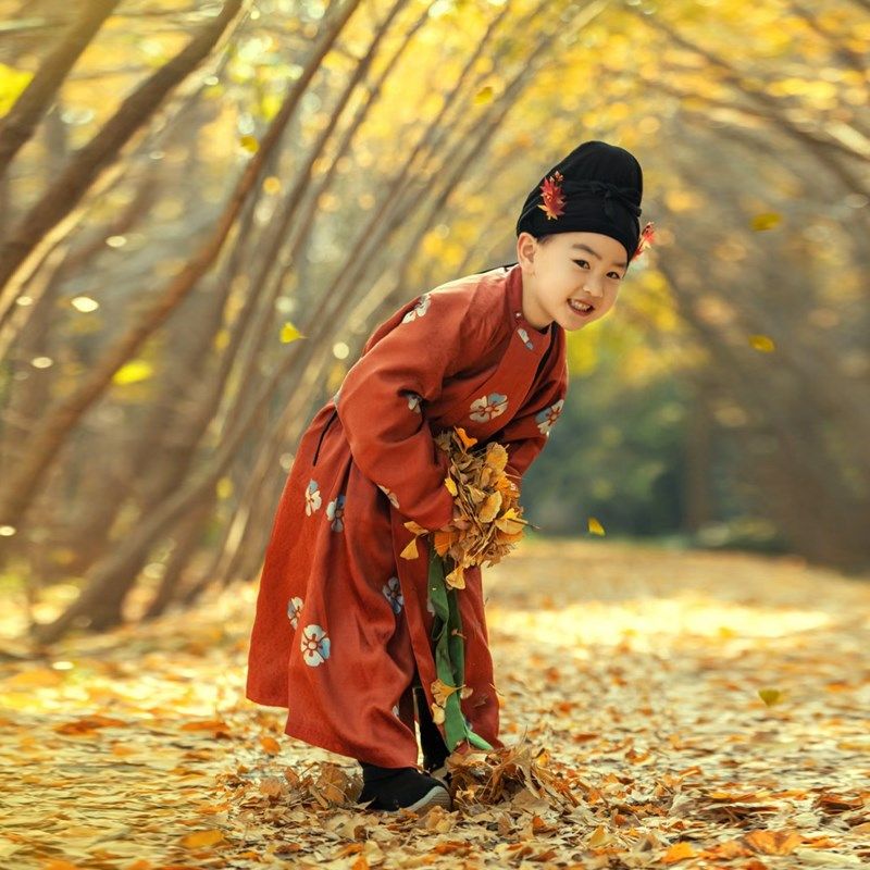 儿童唐装汉服男童中国风秋冬款女童古装幼儿宝宝套装元旦表演服