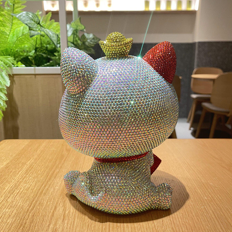 DIY粘钻招财猫收纳盒储物箱摆件托盘客厅家居玄关装饰品生日礼物
