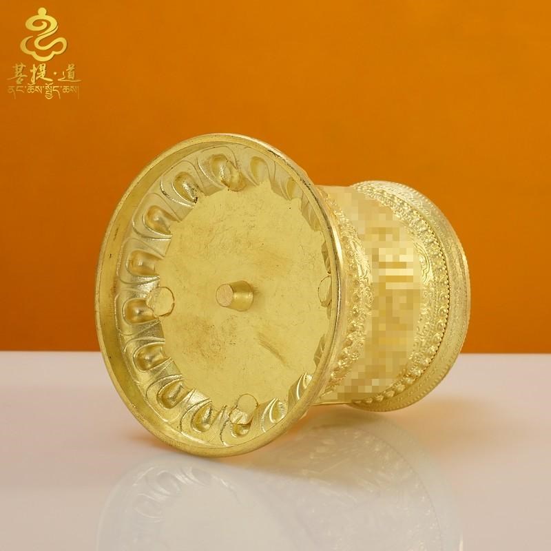 黄铜指捻转轮六字真言转金筒家用摆件转金轮车载藏族转简经轮小号