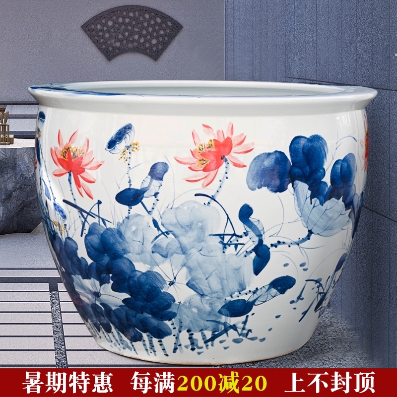 景德镇陶瓷鱼缸手绘青花瓷碗莲睡莲缸园林绿植养荷花庭院水缸锦鲤