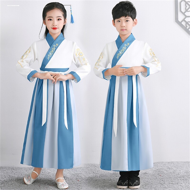 幼儿童古装男童汉服女童古代书童宋朝古诗词朗诵千字文表演出服装