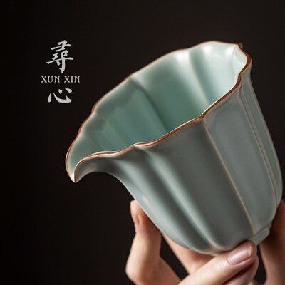 寻心仿宋天青汝窑开片可养公道杯陶瓷匀杯分茶器汝瓷茶具配件公杯