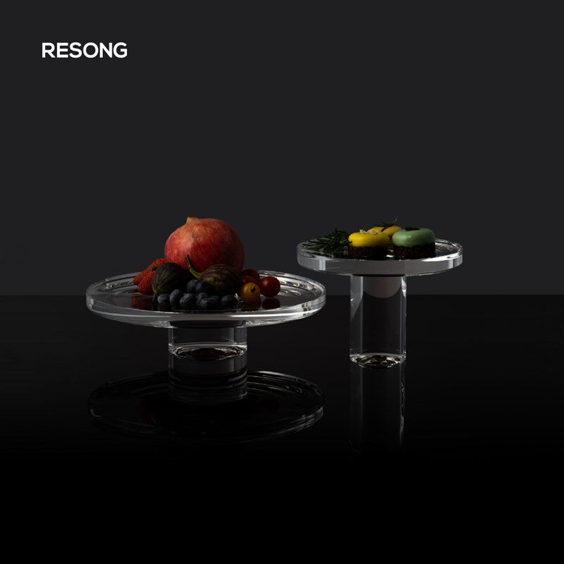 RESONG日诵家居 星光K9高透水晶果盘托盘 软装家居饰品