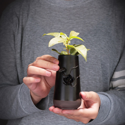 禅意挂式小花瓶日式简约创意陶瓷花瓶复古吊兰水培绿萝绿植摆件