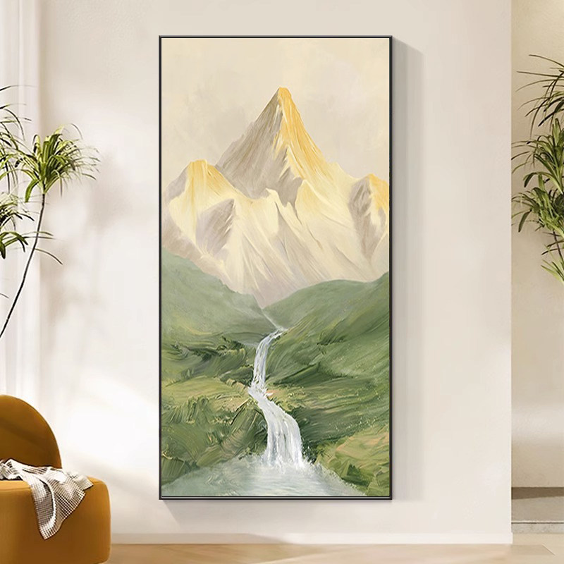 日照金山/玄关diy数字油画填充填色入户过道竖版挂画风景手绘画画