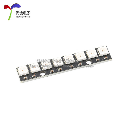 8位WS2812 RGB全彩LED模块 5050LED灯珠内置全彩驱动直板DIY