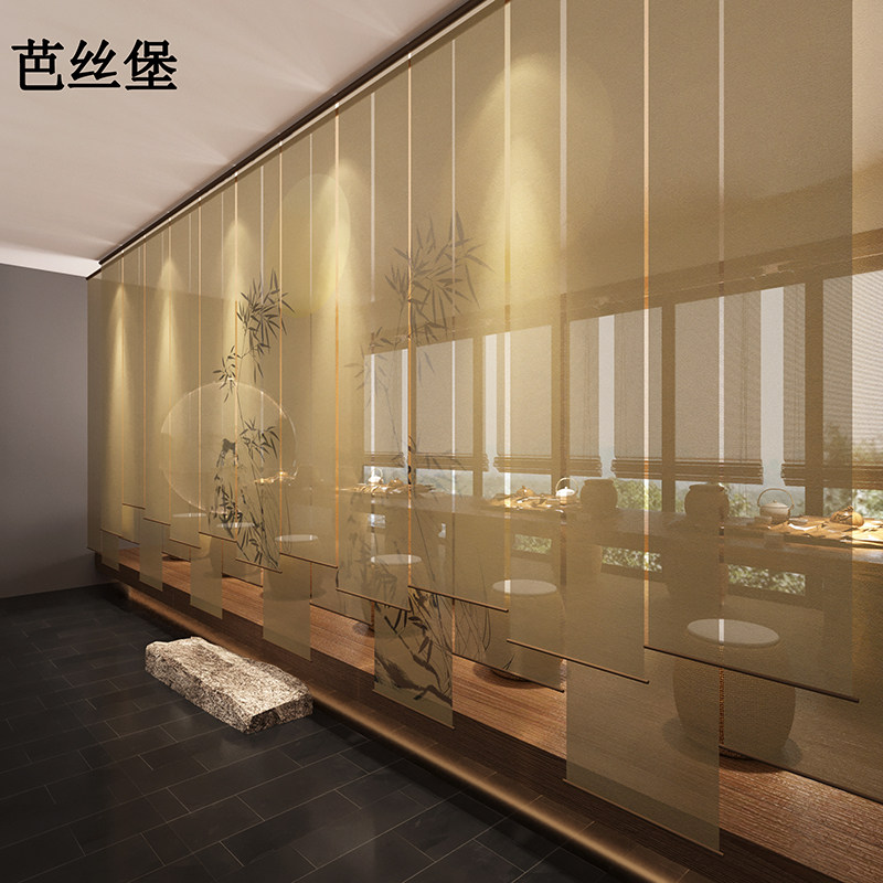 新中式禅意卷帘窗帘客厅茶室办公室屏风帘隔断帘子挂式装饰门帘子