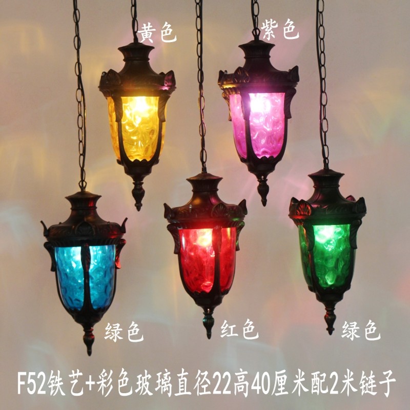 送LED灯泡漫咖啡厅琉璃酒吧小吊灯彩色玻璃吧台餐台卡座餐厅酒吧