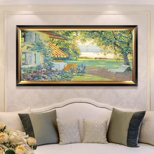 美式客厅装饰画沙发背景墙挂画田园风景壁画欧式复古油画世界名画