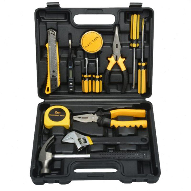 靖童 日常家用工具组合套装工具家装维修工具箱手动工具 黑盒8013