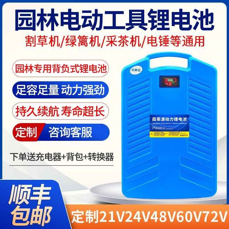 24V48V60V锂电池割草机绿篱机采茶机水泵电锯园林工具背负式电瓶