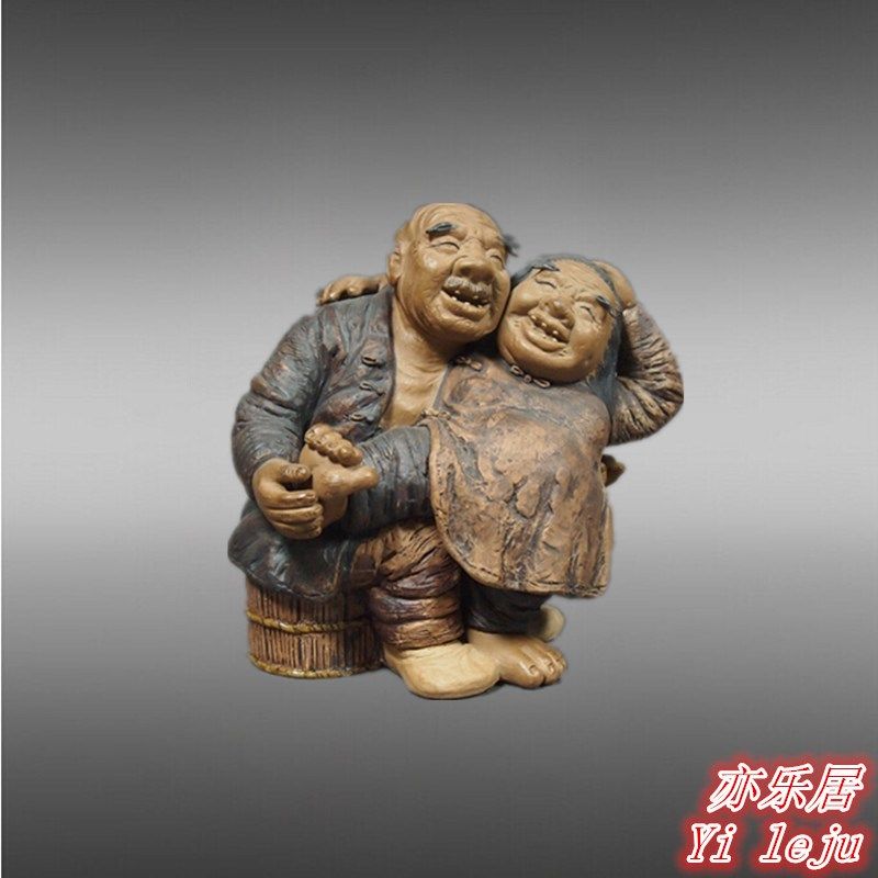石湾公仔陶瓷摆件创意工艺精品餐厅复古摆设人物送老人家礼品公婆