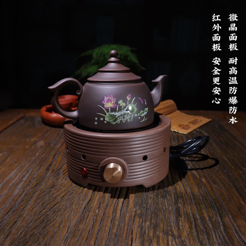 正稻黑晶炉泡茶炉煮茶器家用小型烧水壶快煮壶光波侧把整套质保1