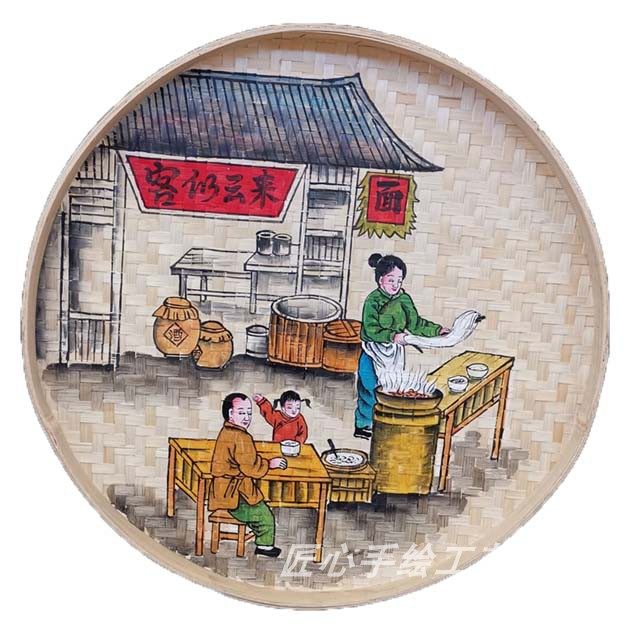 手绘新款粉面无框画墙农家乐餐厅餐馆饭店墙上装饰画创意挂件挂画