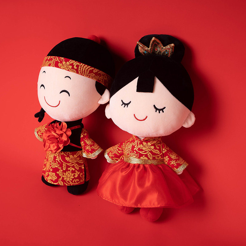 陪嫁压床娃娃喜娃娃一对结婚订婚新婚抱枕玩偶送礼物床头摆件公仔
