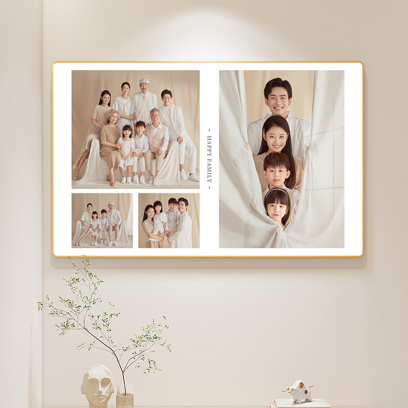 全家福照片定制相框打印婚纱照相片挂墙情侣儿童水晶相本装裱画框