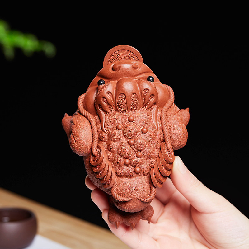 紫砂茶宠金蟾茶桌茶盘小摆件茶台摆设精品蟾蜍可养茶道茶玩茶从宠