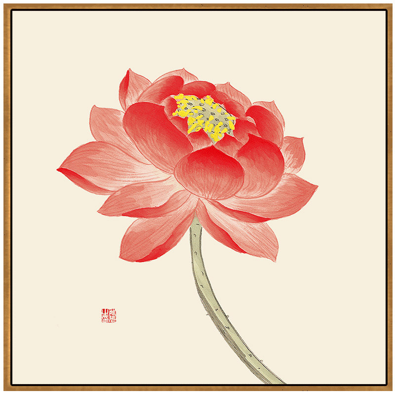 正方形心经挂画荷叶心经装饰画适用玄关客厅 可定制佛系壁画 中式