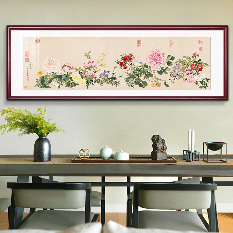 网红名画万有同春图中式客厅装饰画花鸟卧室床头酒店大厅文艺壁画
