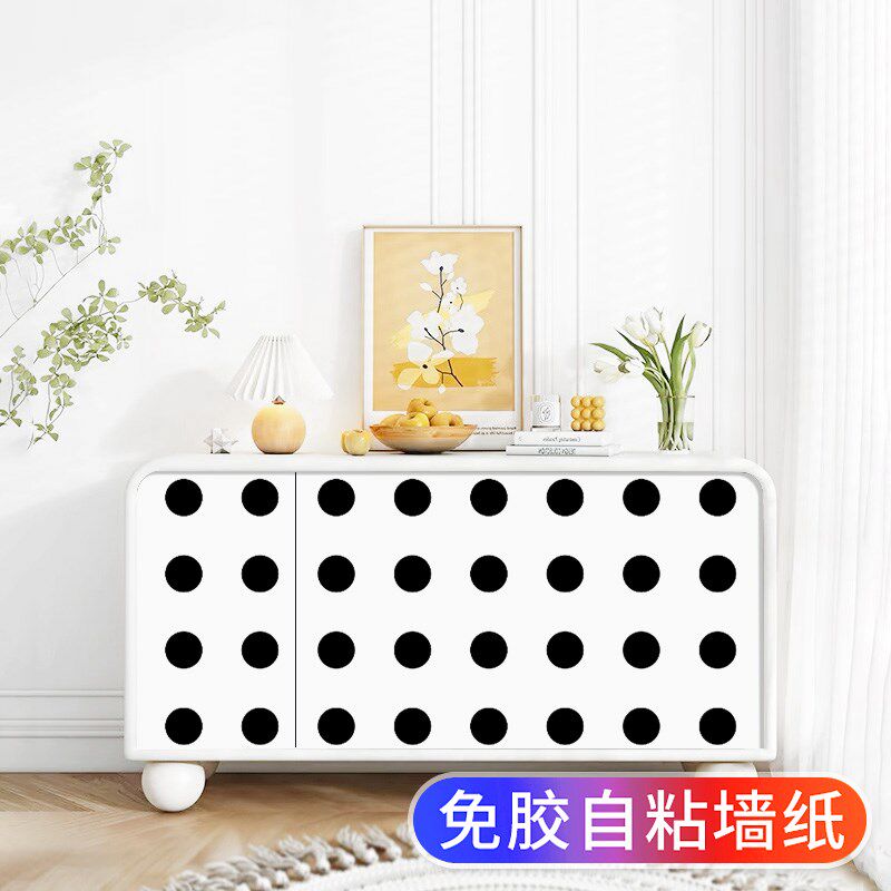高级感北欧波点柜子翻新贴纸遮丑自粘改造改色家具橱柜门美化装饰