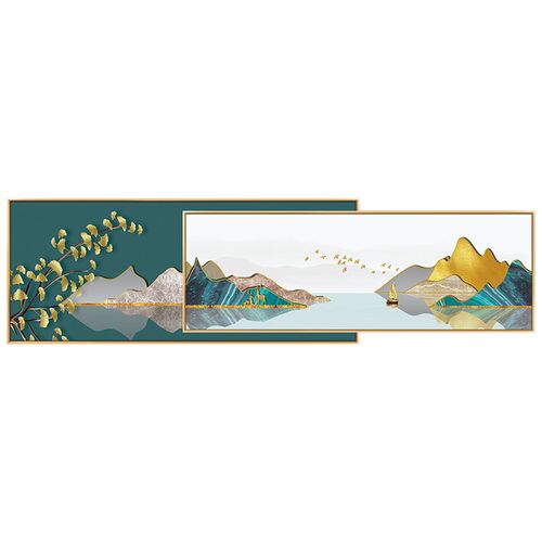 网红现客厅装饰代山水挂画中式办公室轻新奢沙发背景墙卧室床头叠