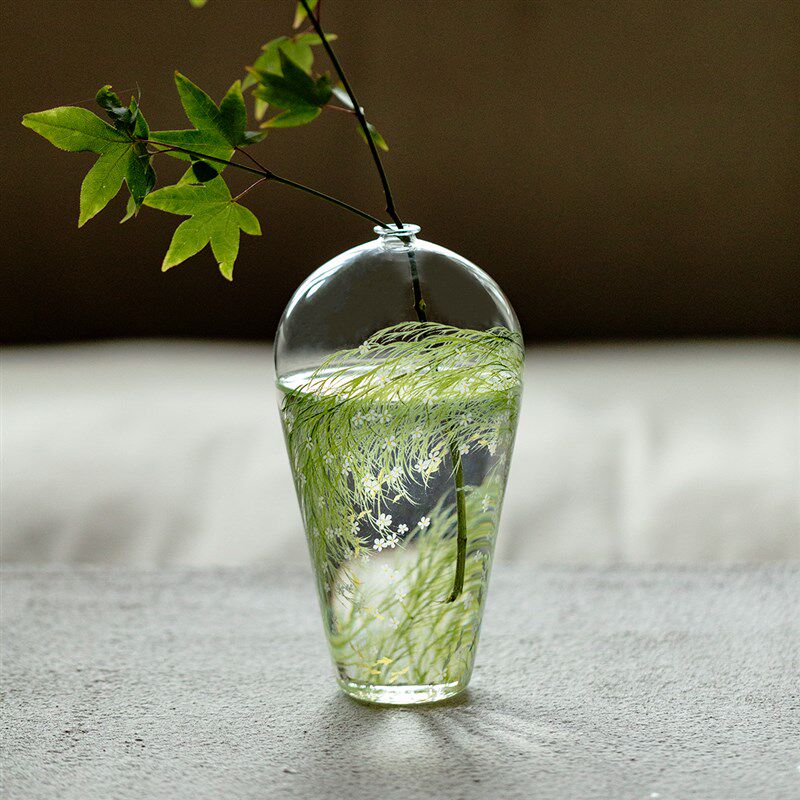 植述 北欧风芊野玻璃花瓶轻奢干花花插花器客厅桌面水培养花容器