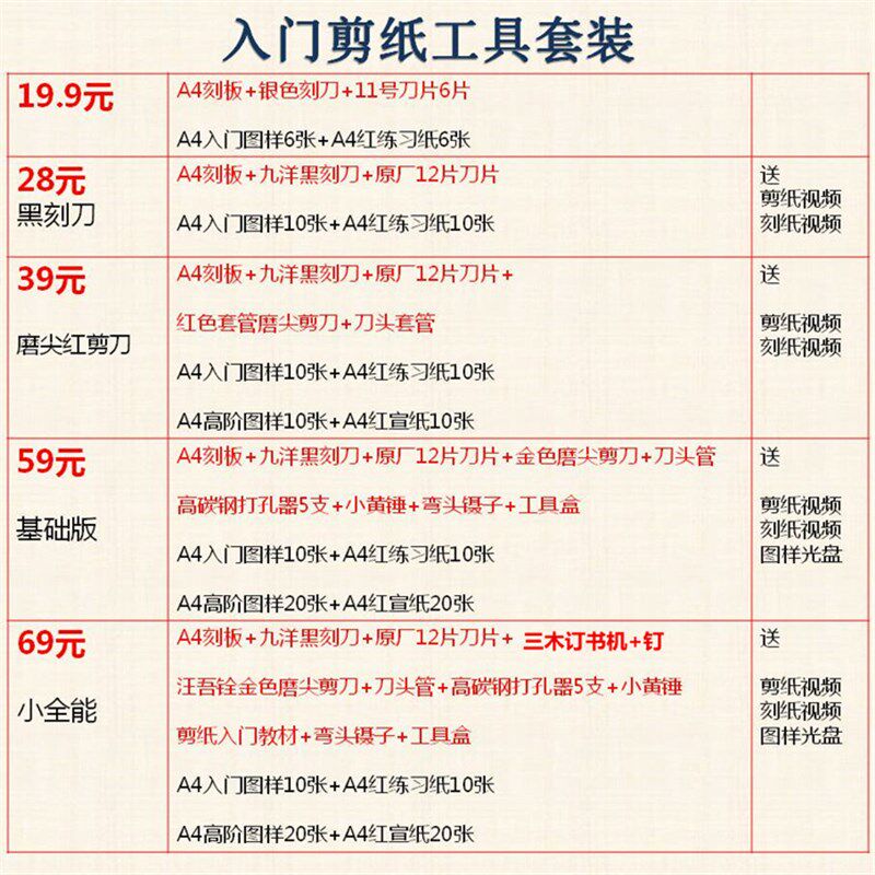 手工剪纸工具套装初学手工刻纸垫剪纸