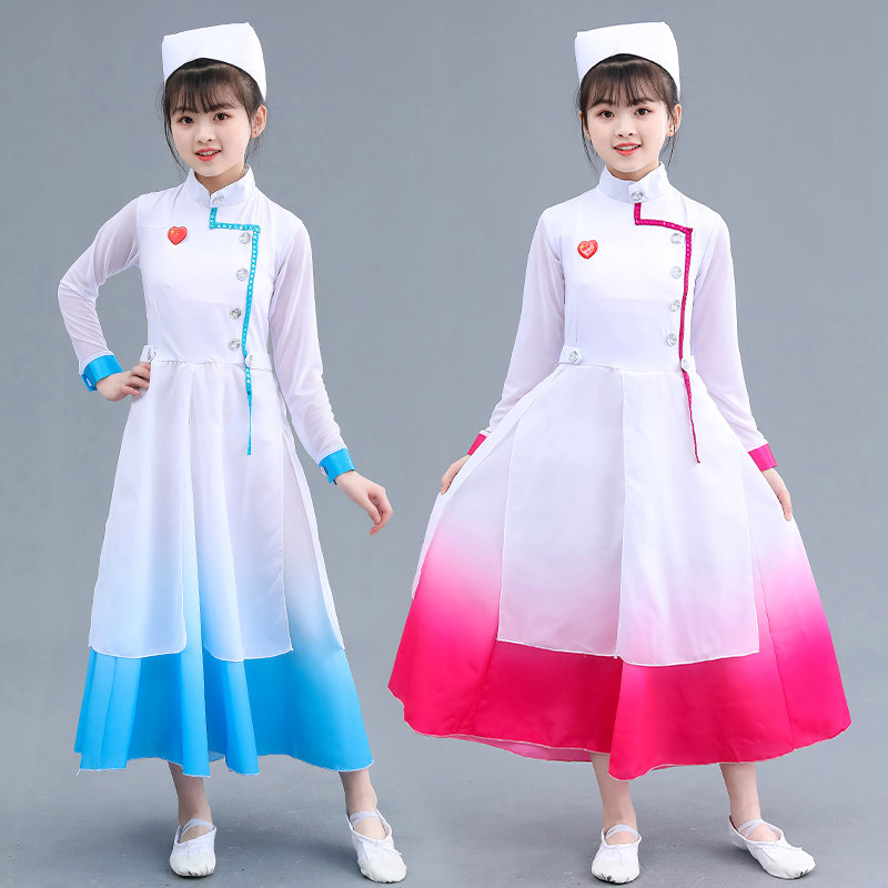 儿童护士服医生白大褂连衣裙重生舞蹈表演服装舞台医护抗疫演出服