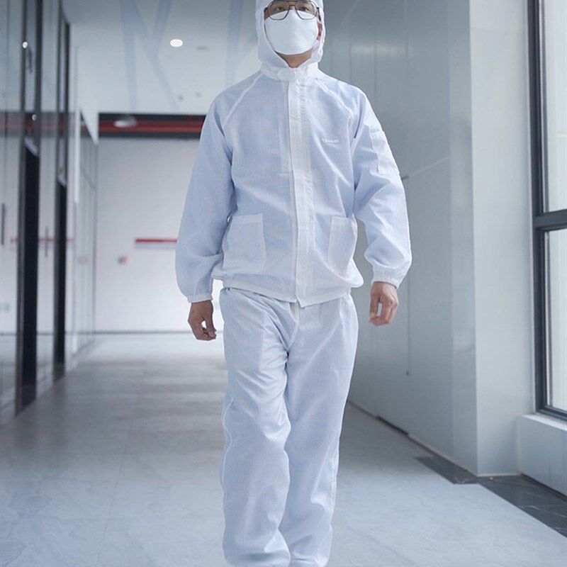 短袖防尘服装食品厂工作服套装分体连帽车间工人防护衣服食堂工衣