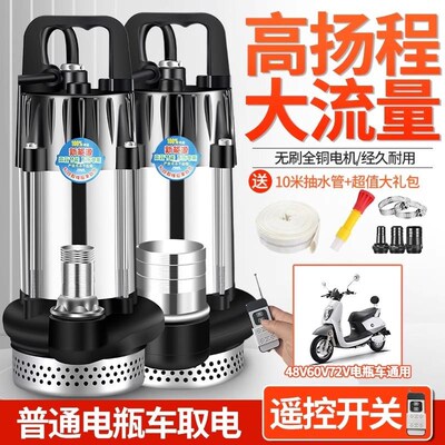 无刷直流潜水泵48V60V72V插电瓶车抽水机纯铜无刷电机农用抽水泵