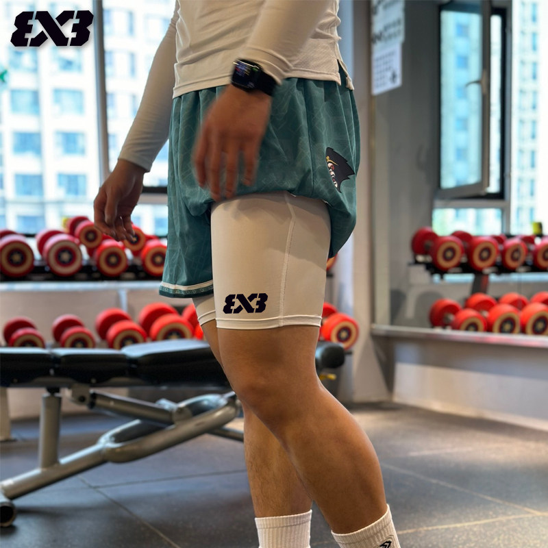 3V3美式紧身裤男七分篮球内裤运动训练透气高弹力压缩打底裤跑步