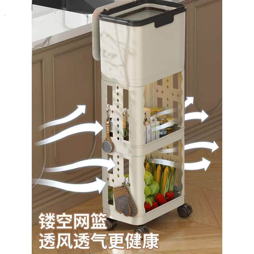 厨房垃圾桶家用大容量滑盖可移动双层高款免弯腰专用日式可置物架