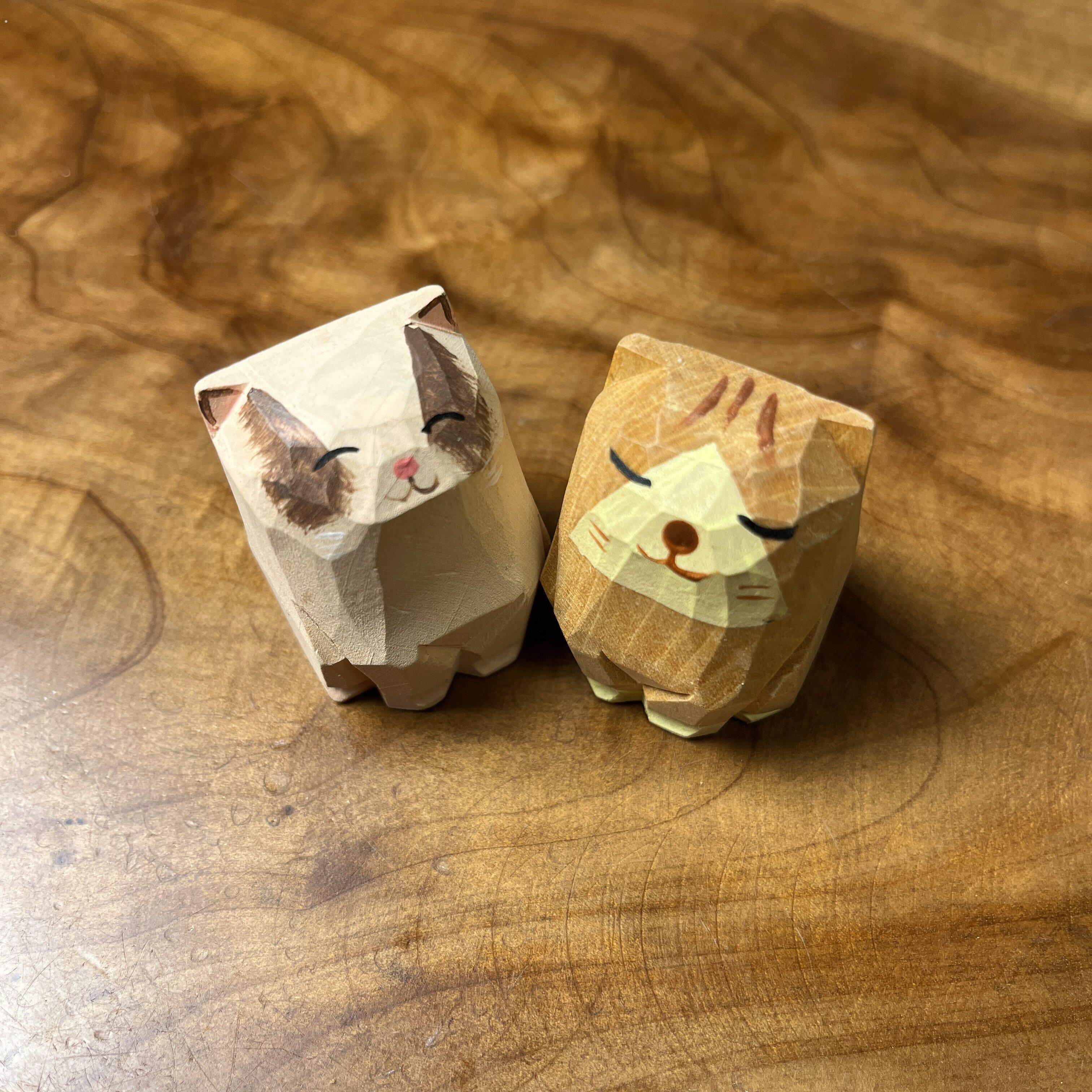 猫咪摆件木雕小猫木制工艺礼品摆饰创意礼物手工雕刻动物送人装饰