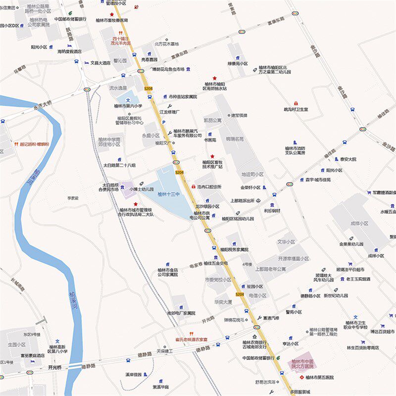 2024新款榆林市城区地图办公室挂图高清防水墙壁装饰实物推荐定制
