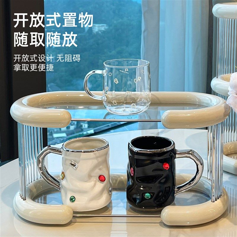 高级感轻奢杯架餐桌水杯架子咖啡杯收纳水吧桌面马克杯茶杯置物架