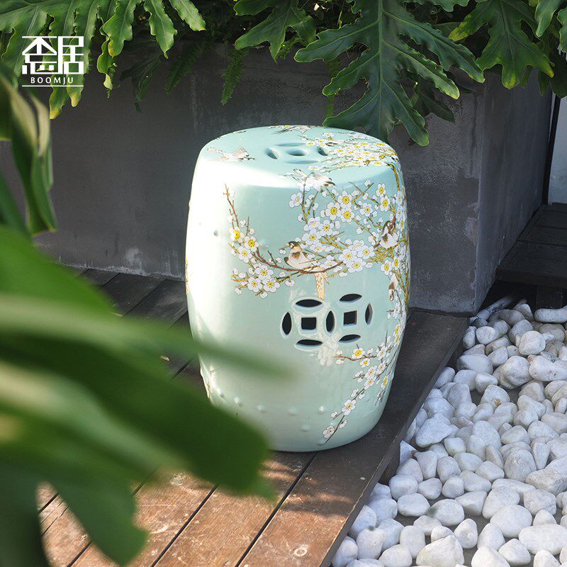 圆墩陶瓷鼓凳圆凳新中式家居创意装饰不忘居软装家具梳妆凳绣墩