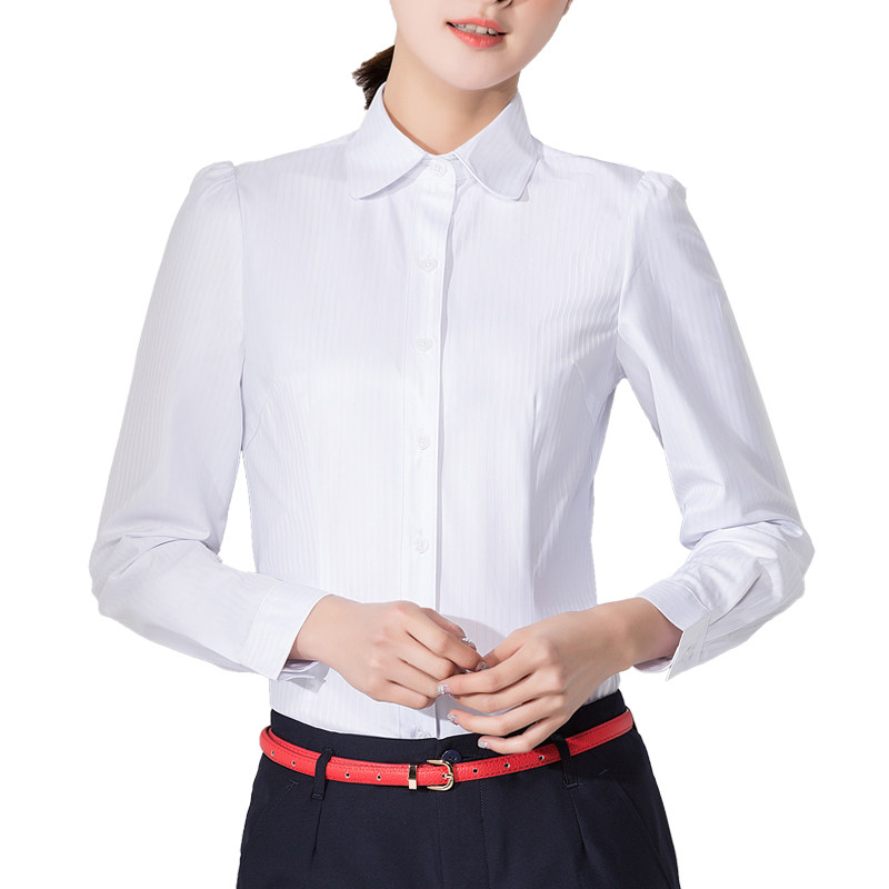 职业正装白色衬衫女时尚休闲洋气职业套装女士衬衣修身工作服夏季