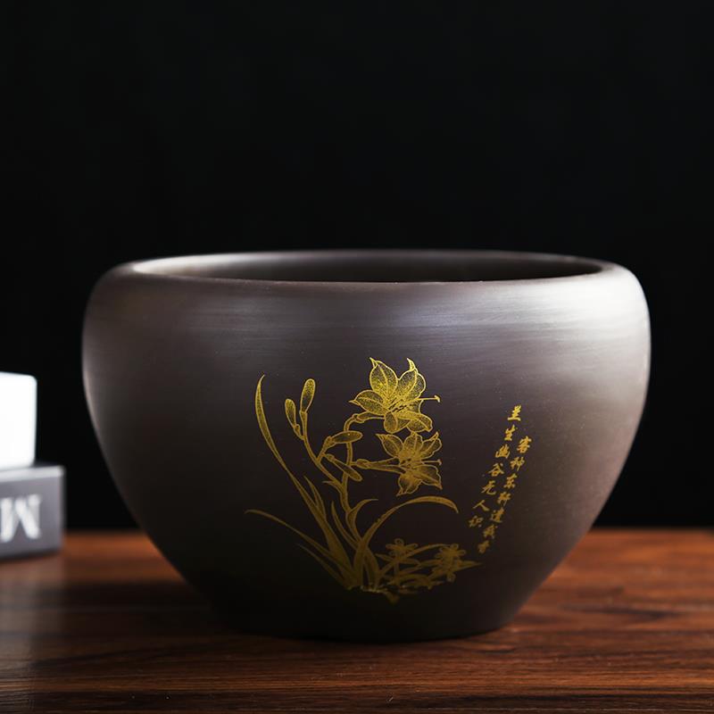 碗莲睡莲紫砂缸室内无孔特大中小号荷花绿萝铜钱草水培花盆陶瓷