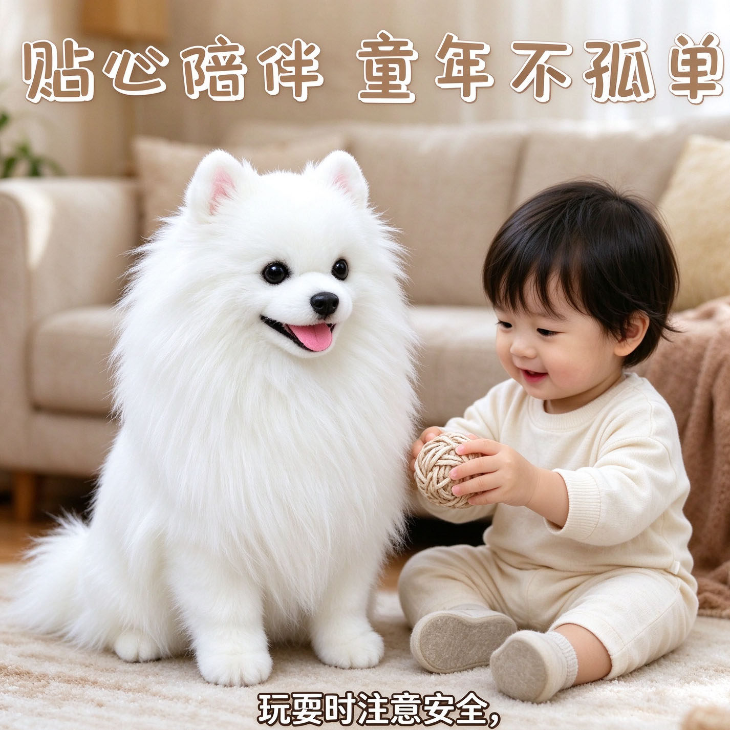 跨境仿真博美犬狗狗玩偶毛绒玩具公仔男女孩陪伴婚庆礼物礼品