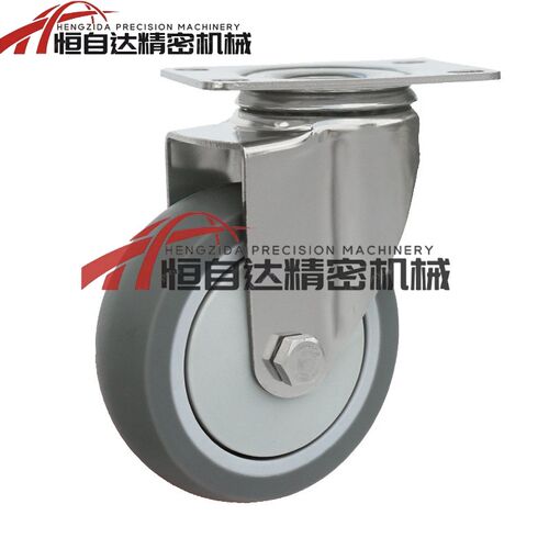 同米思米橡胶脚轮CSPJ/CSPK/CSPJS75/100/125-R万向带刹车固定轮