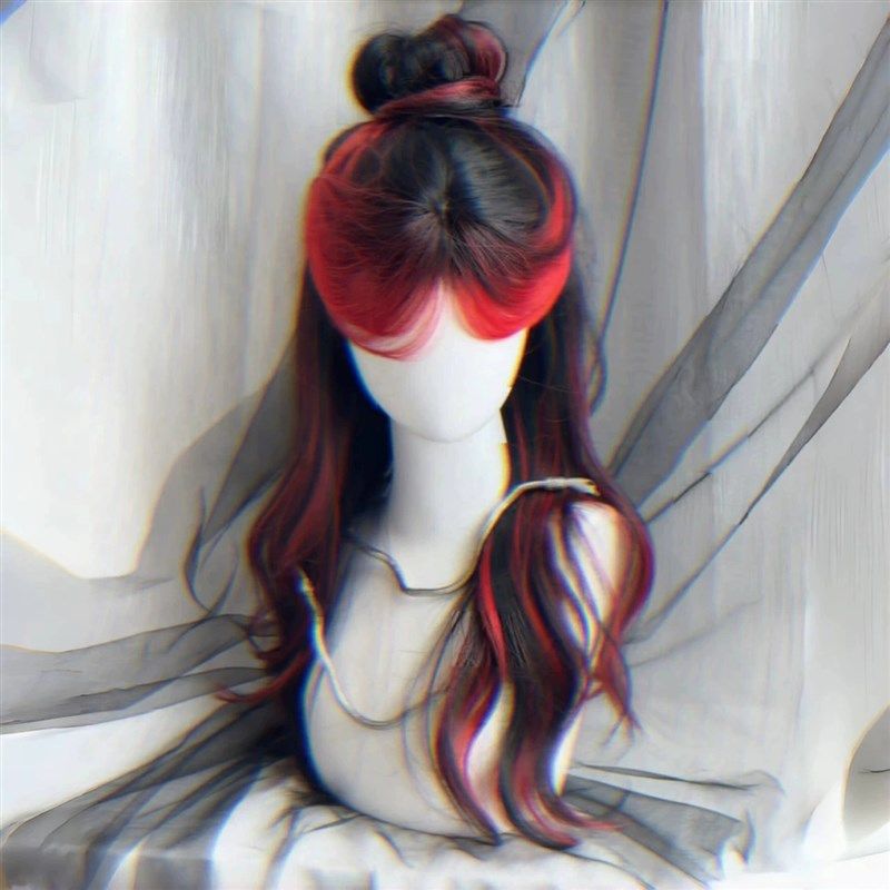 【黑红双笙】假发女黑红挑染长卷发亚裔刘海染古风cos假发全头套
