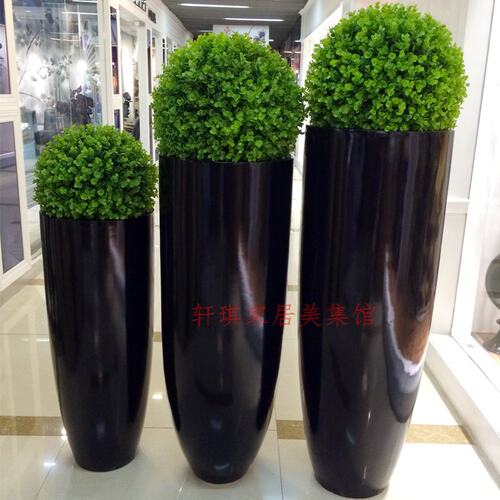 黑色落地大花瓶花器插花花盆摆件客厅酒店商场大堂售楼处软装家居