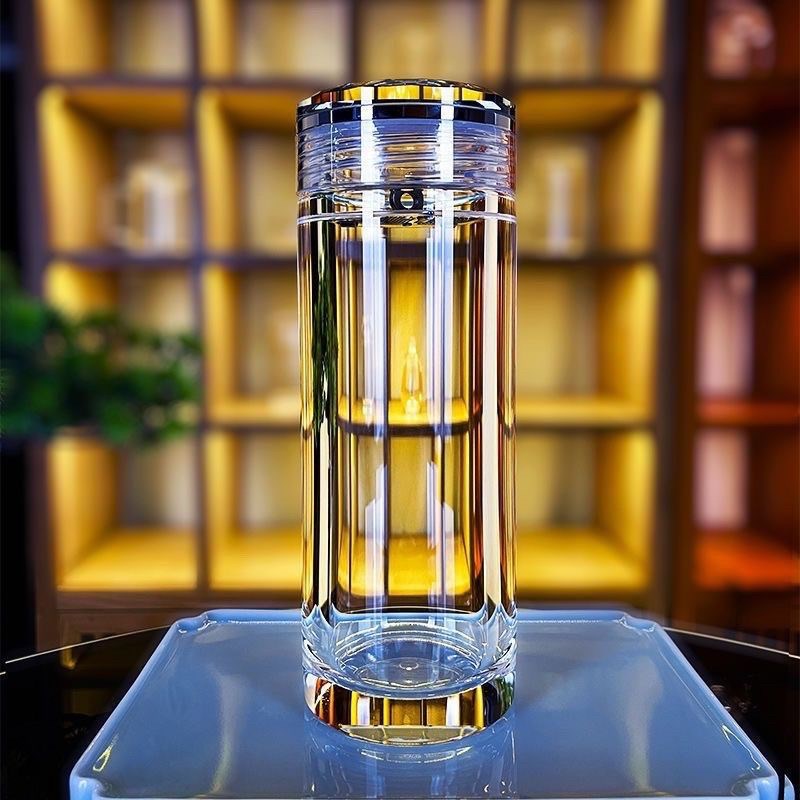 原矿天然水晶杯原石白水晶玻璃打磨茶杯密封车载茶水杯子办公高档图片