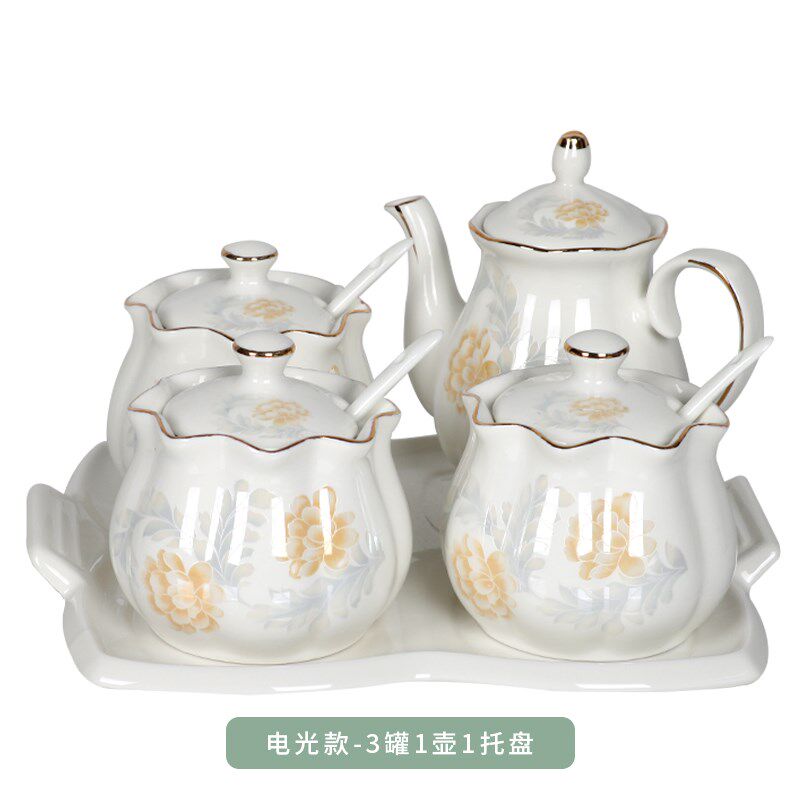 厨房用品陶瓷调料盒套装家用组合装调味瓶盐糖 醋壶 作料盒调料瓶
