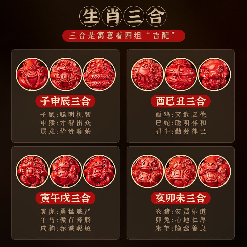 手机链挂饰三合生肖挂件红朱砂紫朱砂属兔鼠鸡龙马汽车钥匙链吊坠