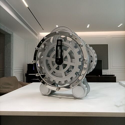 妙双客厅钟欧式座钟 刻脚齿轮旋转钟创意钟表时钟 不锈钢装饰表