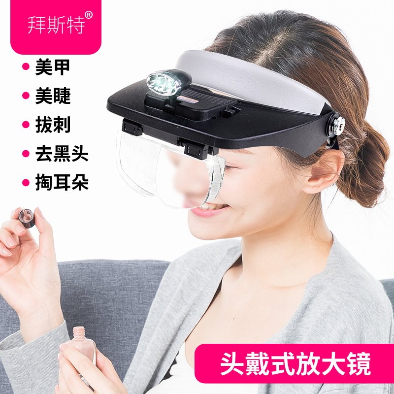 头戴放大镜带美眼镜扩大养蜂移虫挤痘痘拔黑头粉刺灯容纹绣字十绣