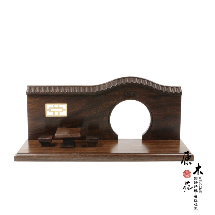 木实挂玉架仿古木屋装饰红木明窗风格装饰工艺品亭台楼阁橱清摆件